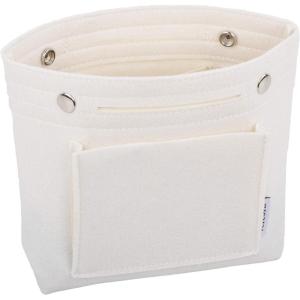 imageVercord Mini Slim Small Felt Purse Organizer Insert Inside Handbag Tote Pocketbook for Women BlackAminiwhite