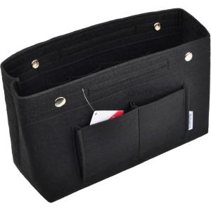 imageVercord Mini Slim Small Felt Purse Organizer Insert Inside Handbag Tote Pocketbook for Women BlackBMediumBlack