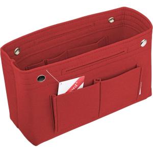 imageVercord Mini Slim Small Felt Purse Organizer Insert Inside Handbag Tote Pocketbook for Women BlackBMediumBurgundy