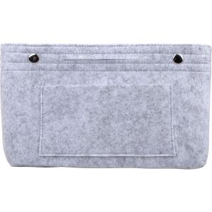 imageVercord Mini Slim Small Felt Purse Organizer Insert Inside Handbag Tote Pocketbook for Women BlackBMediumLight Grey