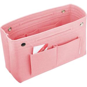 imageVercord Mini Slim Small Felt Purse Organizer Insert Inside Handbag Tote Pocketbook for Women BlackBMediumPink