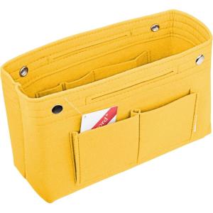 imageVercord Mini Slim Small Felt Purse Organizer Insert Inside Handbag Tote Pocketbook for Women BlackBMediumYellow