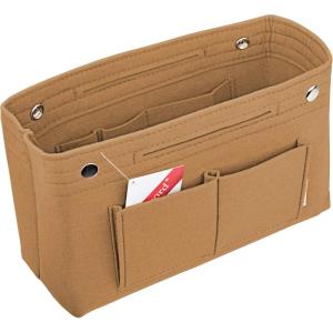 imageVercord Mini Slim Small Felt Purse Organizer Insert Inside Handbag Tote Pocketbook for Women BlackBmediumbrown