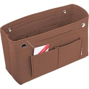 imageVercord Mini Slim Small Felt Purse Organizer Insert Inside Handbag Tote Pocketbook for Women BlackBmediumcoffee