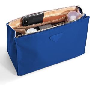 imageVercord Nylon Purse Organizer Insert for Hangbags Comestic Storage Toiletry Kit Bag in Bag with Zipper Pocket Black SSapphire Blue