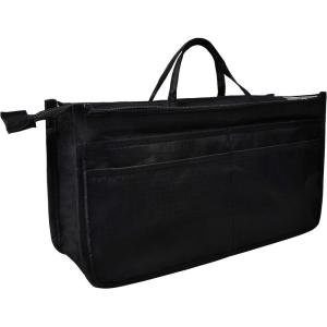 imageVercord Patterned Purse Handbag Tote Pocketbook Bag Organizer Insert with Zipper Handle for Women Large BlackBLACK