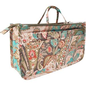 imageVercord Patterned Purse Handbag Tote Pocketbook Bag Organizer Insert with Zipper Handle for Women Large BlackPeacock Flower