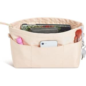 imageVercord Premium Nylon Purse Organizer Tote Handbag Insert Organizers Bag in Bag Zipper 13 Pockets 5 SizesBeige