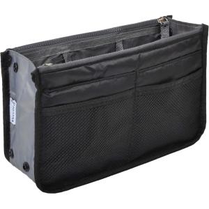 imageVercord Purse Organizer Insert for Handbags Bag Organizers Inside Tote Pocketbook Women Nurse Nylon 13 Pockets Black SmallBlack