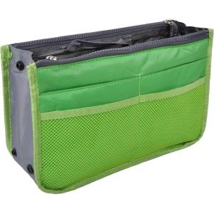 imageVercord Purse Organizer Insert for Handbags Bag Organizers Inside Tote Pocketbook Women Nurse Nylon 13 Pockets Black SmallGreen