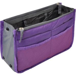 imageVercord Purse Organizer Insert for Handbags Bag Organizers Inside Tote Pocketbook Women Nurse Nylon 13 Pockets Black SmallPurple