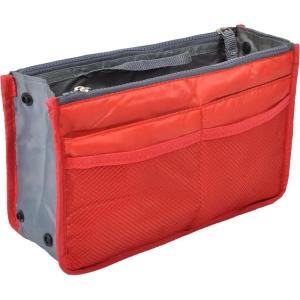 imageVercord Purse Organizer Insert for Handbags Bag Organizers Inside Tote Pocketbook Women Nurse Nylon 13 Pockets Black SmallRed