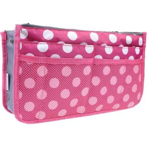 imageVercord Purse Organizer Insert for Handbags Bag Organizers Inside Tote Pocketbook Women Nurse Nylon 13 Pockets Black SmallRose Dot