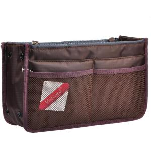 imageVercord Updated Purse Handbag Organizer Insert Liner Bag in Bag 13 Pockets Black MediumCoffee