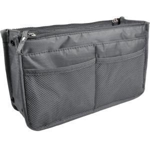 imageVercord Updated Purse Handbag Organizer Insert Liner Bag in Bag 13 Pockets Black MediumGrey