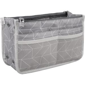 imageVercord Updated Purse Handbag Organizer Insert Liner Bag in Bag 13 Pockets Black MediumLight Grey