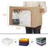imageVercord Bins Closet Organization Clothes Storage Baskets Foldable Containers Bedroom 66L 2Pack with Metal Frame Clear Window Handles Beige