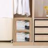imageVercord Bins Closet Organization Clothes Storage Baskets Foldable Containers Bedroom 66L 2Pack with Metal Frame Clear Window Handles Beige