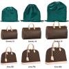 imageVercord Travel Shoe Bag Dust Handbag Storage Thick Emulation Silk Fabric Set of 3 with Drawstring Green