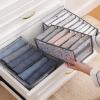 imageVercord Washable Pants Drawer Organizer Foldable Clothes Organizer Printing Wardrobe Storage Box 3 Pack for Underwear Socks Jeans White