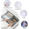 imageVercord Washable Pants Drawer Organizer Foldable Clothes Organizer Printing Wardrobe Storage Box 3 Pack for Underwear Socks Jeans White