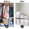 imageVercord Washable Pants Drawer Organizer Foldable Clothes Organizer Printing Wardrobe Storage Box 3 Pack for Underwear Socks Jeans White