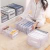 imageVercord Washable Pants Drawer Organizer Foldable Clothes Organizer Printing Wardrobe Storage Box 3 Pack for Underwear Socks Jeans White