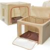 imageVercord Bins Closet Organization Clothes Storage Baskets Foldable Containers Bedroom 66L 2Pack with Metal Frame Clear Window Handles Beige