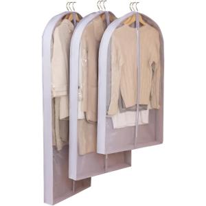 imageVercord Hanging Garment Bags Set of 3 Closet Clothes Storage Clear Dustproof Cover Suit Shirt Sweater Dress Coat with Zipper Taro Purple236x39x396236x39x492236x39x59IN